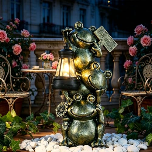 Realistic Frog Resin Figurine Glass Fish Tank Edge Hanging Ornament Outdoor Garden Flower Pot Rim Decor Animal Statue for Aquarium Patio Yard Home Decoration (Copper Colored Frog) - color: Copper Colored Frog