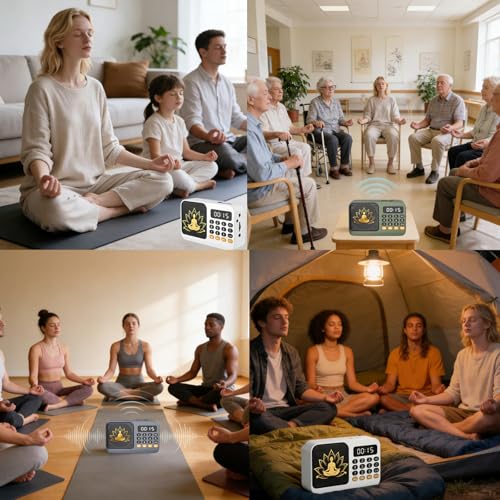 Tibetan Meditation Singing Bowl, Portable Electronic Audio Sound Machine with 27 Different Singing Bowl, Natural Soothing Sounds for Yoga, Meditation, Chakra Healing and Stress Relief(Gray) - color: Gray