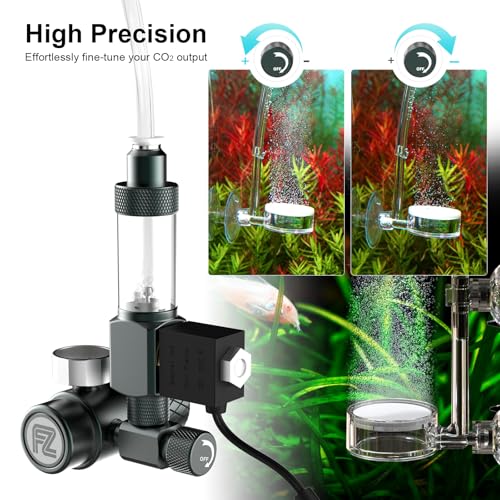 FZONE Aquarium CO₂ Regulator Kit, Compact Aquarium CO₂ System with Diffuser, Upgraded DC Solenoid and Bubble Counter Check Valve, for Establishing CO₂ System in Aquatic Plant Tank