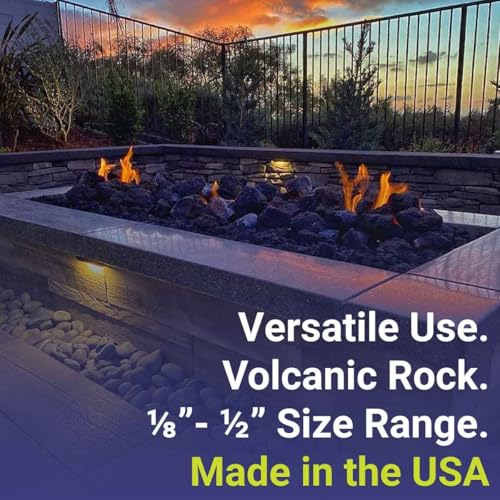American Fire Products | Medium Lava Rock, 1/2" - 1" | Use in Fireplace, Fire Pit or Bowl | Outdoor & Indoor Volcanic Rock for Natural Gas or Propane Fires | Decorative Landscaping | 10 lb Bag - size: 1/2 Inch to 1 Inch Thick x 10 Pounds
