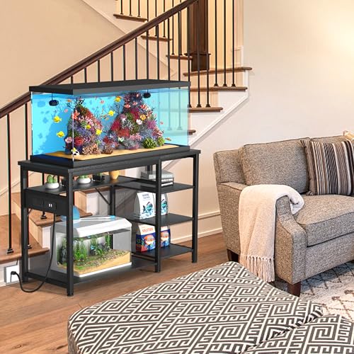 GRLEAF 20-40 Gallon Aquarium Stand: 800LB Capacity, Built-In Power Outlets, 3-Tier Shelves for Fish Tank Accessories Storage, Heavy-Duty Steel/Wood Hybrid for Fish & Reptile Tanks | Excludes Tank - size: 30-40