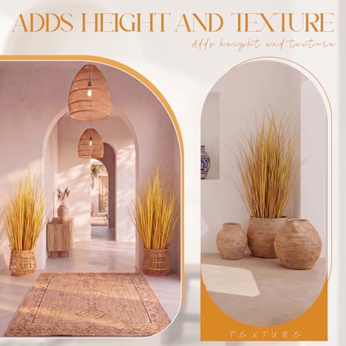 Jexine 2 Pieces Tall Artificial Grass Plant Potted Artificial Greenery Floor Plants Fake Pampas Grass Tall in Pot for Housewarming Gift House Garden Bathroom Lobby Indoor Outdoor (Fall,4 ft) - color: Fall, size: 4 ft