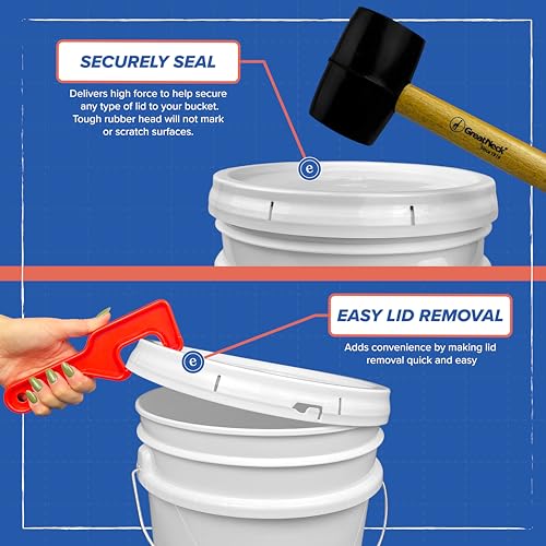 ePackageSupply 5 Gallon Plastic Bucket with Airtight Lid | Food Grade Bucket | BPA-Free | Heavy Duty 90 Mil All Purpose Pail | One 12" Rubber Mallet & One Lid Opener Included | 1 Pack - color: Pink, size: 1 Pack