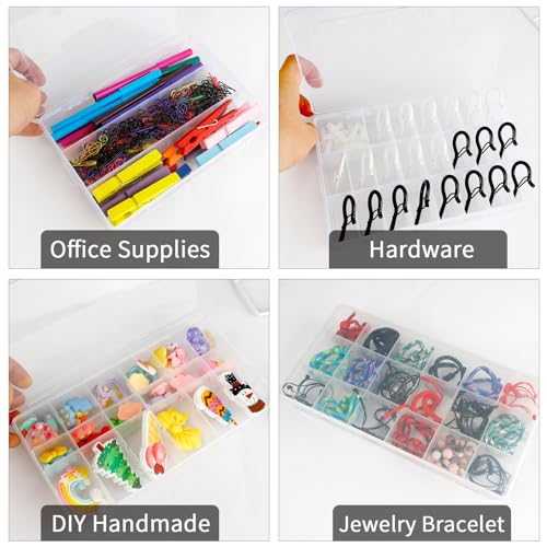 OALCQ 36 Grids 2 Pcs Bead Organizer and Storage Tackle Box for Rock Collection, Washi Tape, Small Items - Plastic Container - size: 36 grids 2 pcs