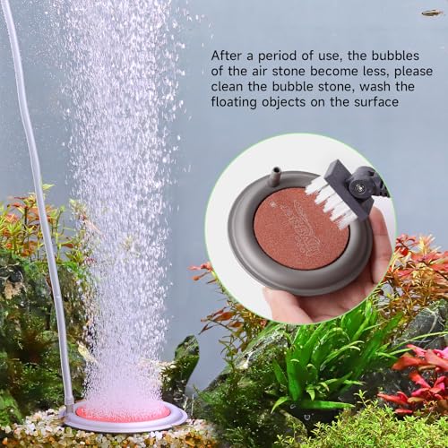 hygger Aquarium Air Stone, 2.6 Inch Nano Air Stone Makes Super Tiny Bubbles, Ultra Quiet Dissolved Oxygen Diffuser Small Airstone with Stainless Steel Base for Aquarium, Fish Tank & Hydroponic, Round - size: 2.6 Inch