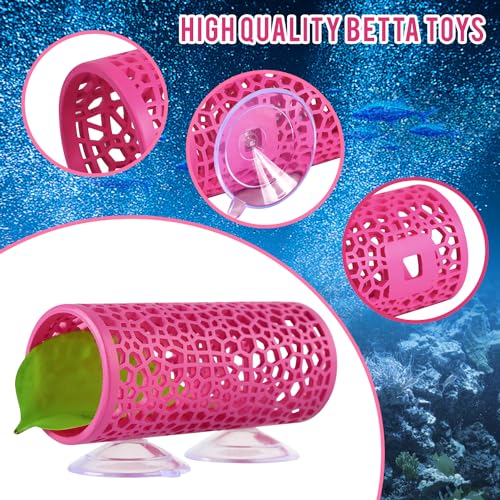 Abizoo Betta Fish Pink Tunnel Hideout for Aquarium Decoration Durable Hollow Design Easy to Clean Smooth Finish Enhances Habitat Comfort Fish Tank Accessory for Shrimp Guppies - color: Pink