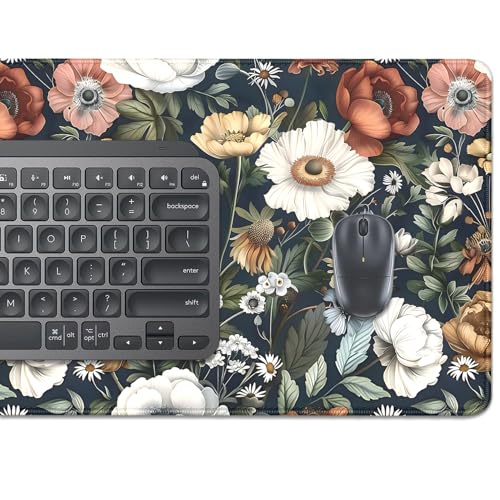 Colorful Flowers Desk Pad Mouse Pad,Daisy Floral Mouse Mat with Stitched Edges,Non-Slip Rubber Base Mousepad for Office PC Keyboard Laptop and Home Work Desk Mat(27.5X11.8 in) - color: Daisy
