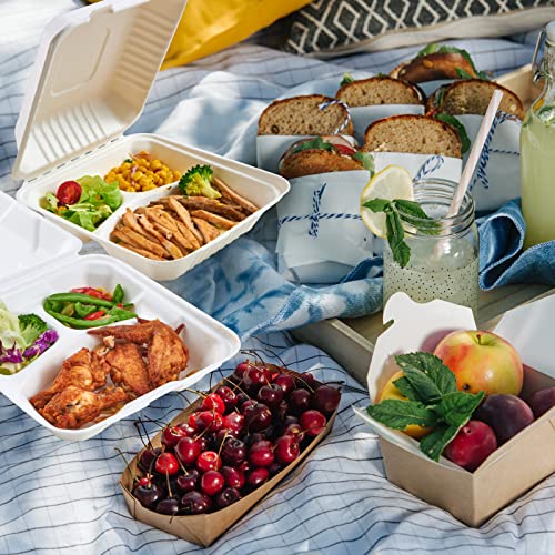 ECOLipak 50 Pack Clamshell Take Out Food Containers, 100% Compostable Disposable To Go Containers, 8X8 inch 3-Compartment Heavy-Duty To Go Boxes - color: 8*8 in, 3-Compartment,50Pack