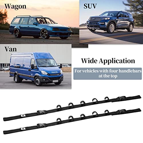 Raynesys Vehicle Fishing Rod Holder, Car Fishing Pole Roof Rack Inside, 5 Rod Capacity, Heavy Duty Adjustable 30-54 Inch, Fishing Rod Carrier Fishing Pole Storage Straps for Truck Car SUV Wagons Van