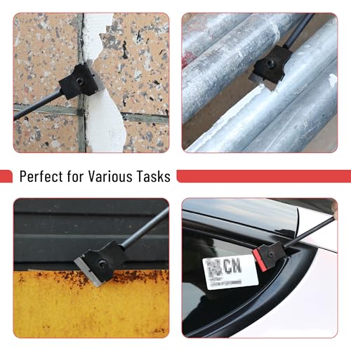 Bates- Long Reach Extension Scraper, 11-Inch, Razor Scraper with Extra 3 Double Edged Plastic & 3 Metal Blades, Long Handle Razor Blade Scraper, Razor Scraper, Window Scraper, Scraper Tool