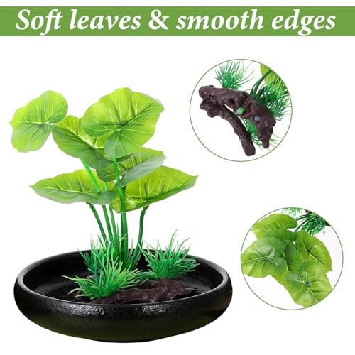 2 Pack Silk Fish Tank Plants, Artificial Aquarium Plant 6-Inch Betta Leaf Hammock Silk Aquarium Plants with Driftwood Base for Betta Fish Tank Accessories, Goldfish Reptiles