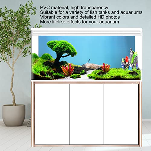 Aquarium Background Paper PVC Self Adhesive 3D Effect Fish Tank Decoration Poster, HD Lifelike Deep Sea Animal Design, Non Sticker for Freshwater (91 * 50CM) - size: 91*50CM
