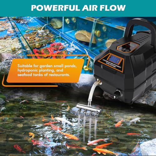 hygger Rechargeable Aquarium Pond Air Pump, Powerful Quiet Commercial Tank Air Pump with Hose Air Stone Check Valve Adjustable Flow Diverter Valve for Fishing Yacht/Power Outages/Hydroponic - size: 301GPH(19L/Min)