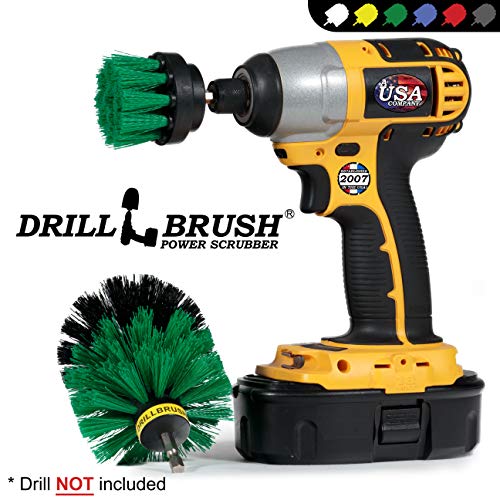 2 Piece Green Medium Stiffness Drill Rotary Cleaning Drillbrushes for Cleaning Kitchen, Cabinet, Counter, Linoleum, and General Purpose Scrubbing by Drillbrush - color: Green