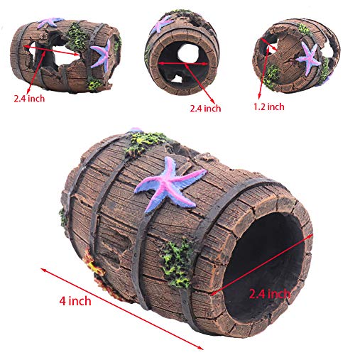 Ulifery Small Broken Barrel Aquarium Decorations Betta Cave Hideaway Tunnel Log for Fish Tank (1 piece)