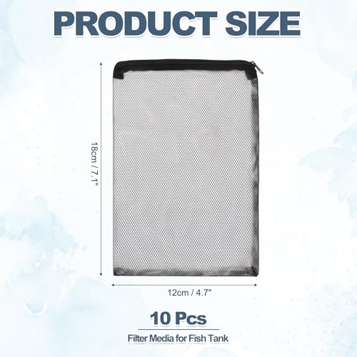Aquarium Filter Media Bags, Fish Tank Fine Mesh Bag with Zipper Reusable Versatile 7 x 5 Inch, (Black, 10Pcs), Intended for Fish Tank/Aquarium/Pond/Activated Carbon/Ceramic Rings - color: white, size: 7 x 5 in
