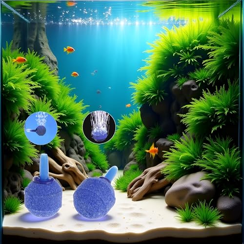 Blue Ball Shape Airstones, Air Bubble Increaser for Aquarium Fish Tank Oxygen Adjustable Stone Ball Air Pump Accessory Aquarium Pumps and Filters