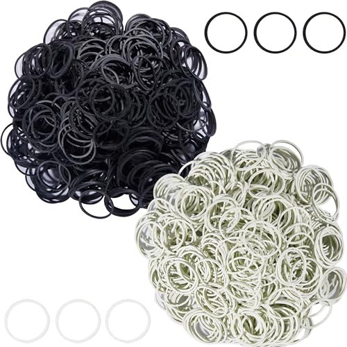 AMUU rubber bands small Mini Elastic Bands 1200pcs for Office Supplies School Home - color: Black,White-1200Pcs