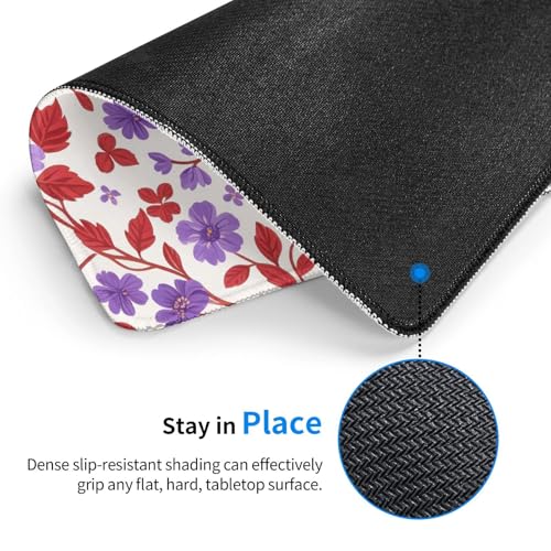 Red Purple Flower Computer Mouse Pad Anti-Slip Rubber Base Laptop Mouse Mat for Office Computer Mousepad 8.3 X 10.3 in - color: Red Purple Flower, size: 10.3L x 8.3W inches