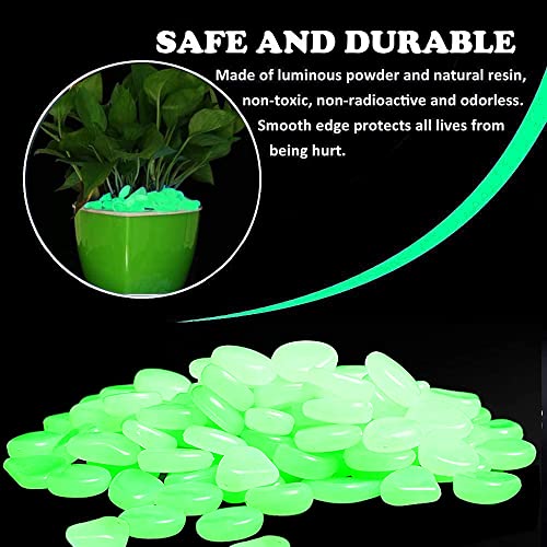 Muzero Glow in The Dark Pebbles, 100pcs Green Glowing Rocks Luminous Stone for Fish Tank, Garden Yard, Path Patio Aquariums Rocks Decor Light Up Rocks - color: Green, size: 100pcs