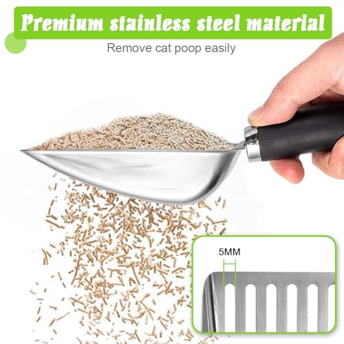 Cat Litter Scoop -Stainless Steel Cat Litter Scoop-Sturdy Mesh Scooper - Upgrade Mesh Shovel-Easy to Clean - Suitable for Cat Litter Box -Black-More - color: Black-More, size: M