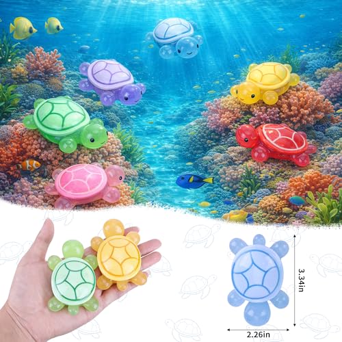 6 PCS Large Glow in The Dark 3D Resin Turtles, Miniature Garden Figurines for Aquarium Fish Tank Decor, DIY Dollhouse Fairy Garden Ornaments