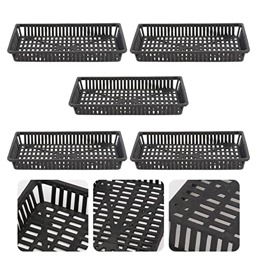 POPETPOP Aquarium Plastic Plant Basket 5-Pack Water Grass Pots with Drainage for Hydroponic Root Cultivation Fish Tank and Pond Planting