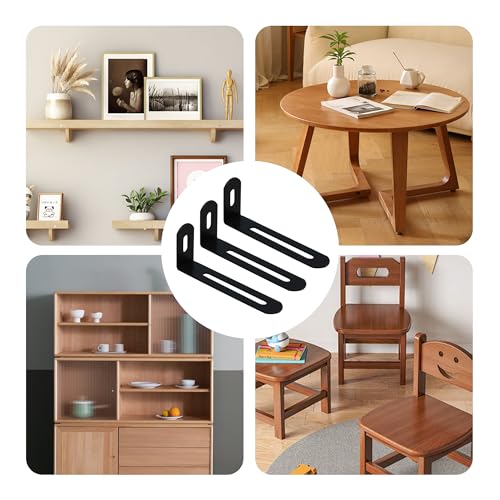 20Pcs 3"x1.2"x0.6"Adjustable Right Angle Brackets, Slotted L Bracket Metal 90 Degree Corner Fastener L-Shape Corner Brace Support Black Shelf Bracket - size: 3"x1.2", style: BLACK/20PCS