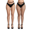 EVERSWE High Waist Fishnet Tights, Thigh High Suspender Stockings - color: Brown (Large Grid+medium), size: Small-Medium
