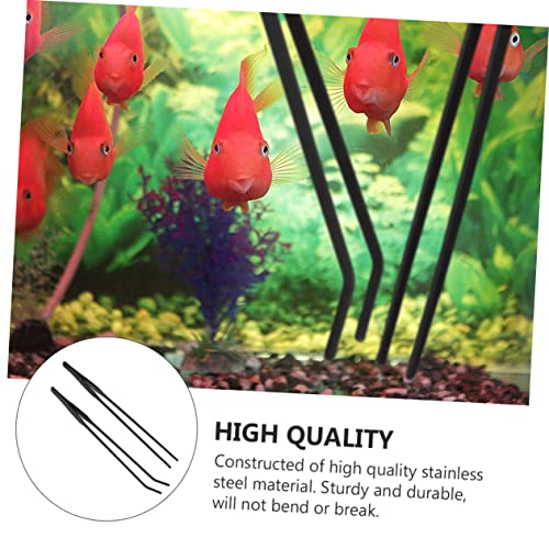 Happyyami 2pcs Aquarium Cleaning Tool Set Tweezers for Fish Tank Maintenance Includes Straight and Curved Design for Aquatic Plants and Landscaping Supplies