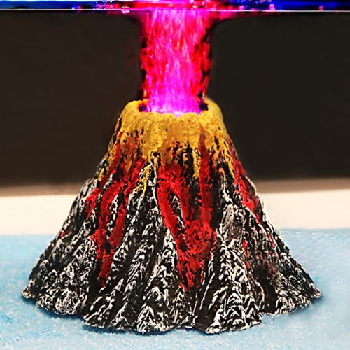 Uniclife Aquarium Volcano Ornament Kit with Air Stone Bubbler Fish Tank Decorations - color: Yellow