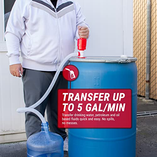 TERA PUMP Large Industrial Barrel Siphon 55-Gallon Drum Pump (BPA-Free) for Drinking Water, Gas, Diesel (5 GPM) - style: 5 GPM