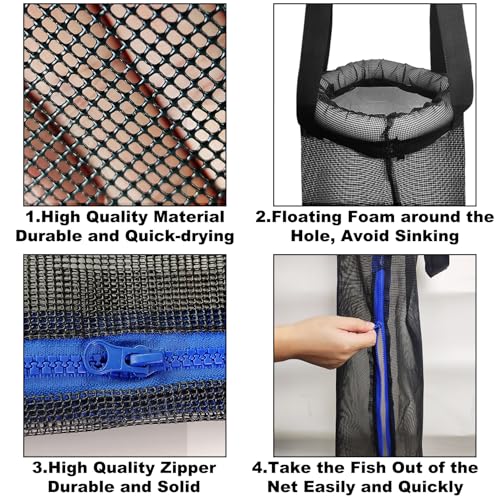 Aventik Floating Fish Basket Mesh Net Cage for Live Bait Storage Fish Raising Kayak Fishing Accessories 15.7in/40cm Height - size: 4.2 GAL-6*6*35.4inch