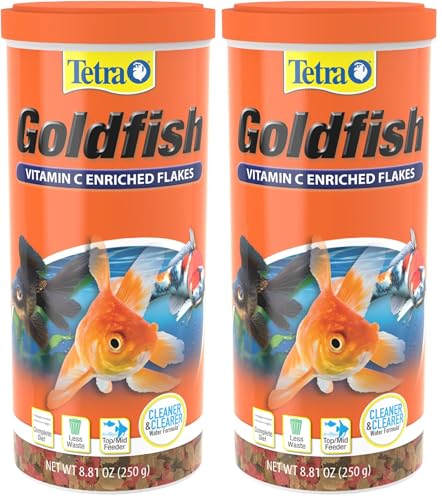 Tetra Goldfish Vitamin C Enriched Flakes Nutritionally Balanced Diet for Goldfish and Small Koi, 8.81 Ounces (250 Grams) (Pack of 2) - size: 8.81 Ounce (Pack of 2)