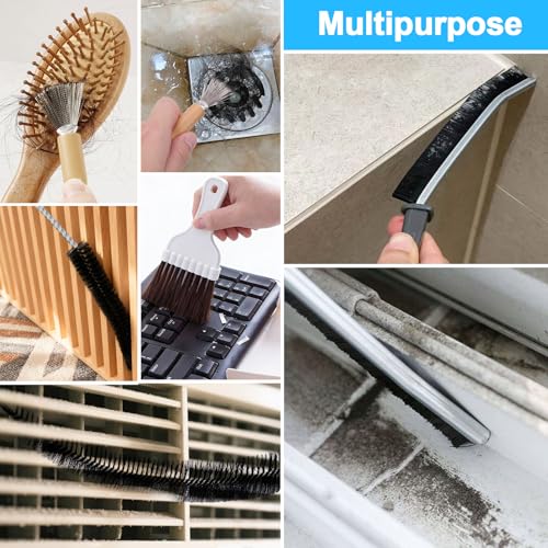 XANGNIER Refrigerator Coil Cleaning Brush Kit,5 Pack Fridge Coil Cleaner Tools Accessories,Sewer Drain Cleaner Brush for Toilet,Sink, Dryer Vent,Pipe,Shower,Appliance,Long Flexible Drain Brush - size: 5 pcs