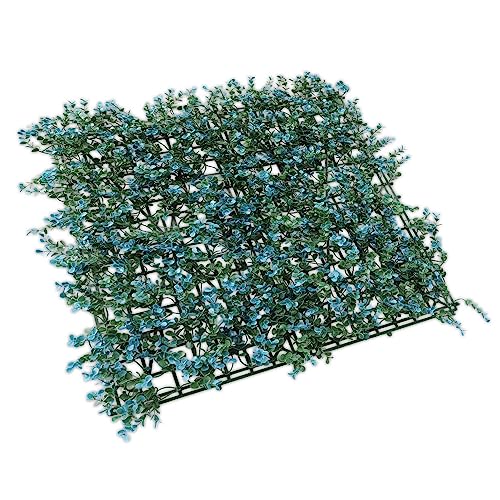TANG 20"x20"-1PC Artificial Greenery Boxwood Panels Grass Wall Panel, Faux Privacy Fence Ivy Screens Backdrop Fake Hedge for Indoor Outdoor Wedding Décor, Blue Buxus Panel - color: Blue Buxus Panel, size: 20"x20"