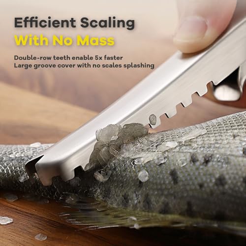2PCS Fish Scaler, Thickened Stainless Steel Fish Scale Remover, Efficient Fish Scaler Remover No Mess, Sturdy Fish Descaler Tool with Non-Slip Handle, Fish Scaler Tool, Fish Scraper