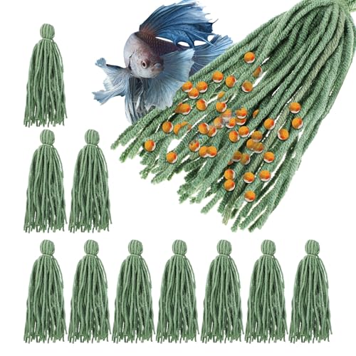 Homoyoyo 10pcs Spawning Mops, Aquarium Breeding Spawning Fish, Floating Hiding Grass for Fish and Shrimp Egg Laying, Aquarium Tank Decorative Breeding Accessories Daphnia Eggs Shrimp Tank Accessories