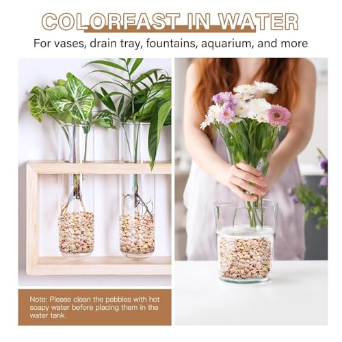 3 lbs Pebbles for Indoor Plants, 3/8 Inch Pea Gravel for Fish Tank, Decorative Rocks for Succulent, Natural River Stones for Vases, Cactus, Landscaping, Bird Bath, Aquarium, Peach - color: Peach, size: 3 Lb