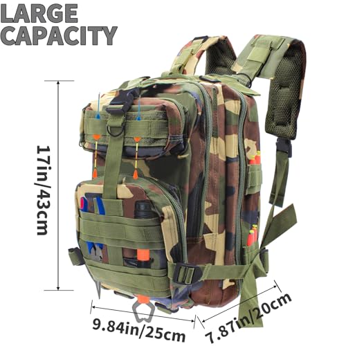 Lightweight Fishing Tackle Backpack Professional Water-Resistant All-in-One Rod Holder & Gear Storage - color: Camouflage Color