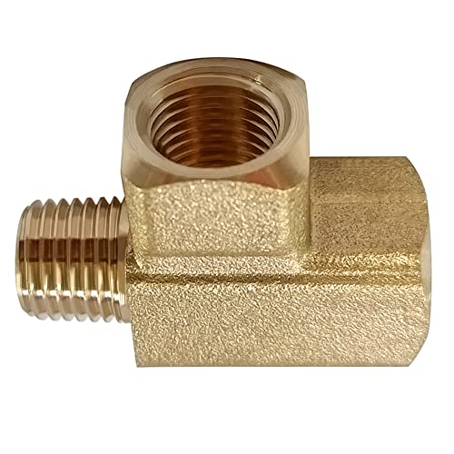 Uenede 2PCS Brass Tee Pipe Fitting 1/4" NPT Female x 1/4" NPT Female x 1/4" NPT Male for Water/Oil/Gas - style: Female x Female x Male