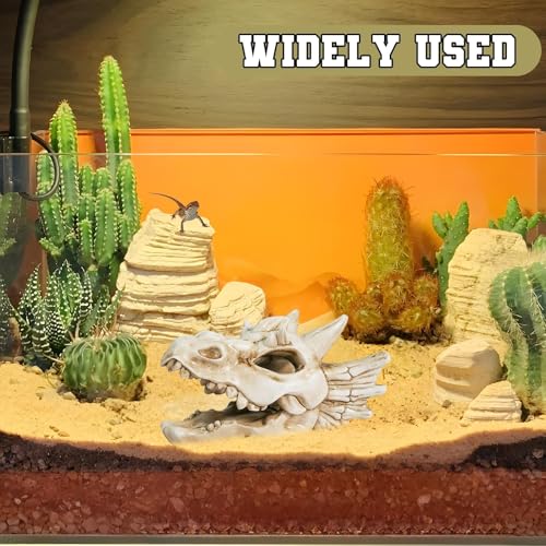 Warmtree Dragon Skull Animal Skulls Mini Skulls Dinosaur Skull Aquarium Resin Skull Dinosaur Head for Reptiles Hideouts Decoration, Statue Fish Aquarium Cave Landscape Terrarium