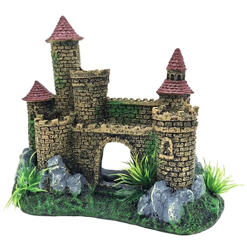 M2cbridge Aquarium Decor Castle Shipwreck Ornament Underwater Landscape(Yellow Castle) - color: Yellow Castle