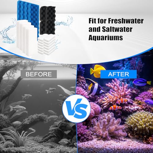 Replacement Filter Media Compatible with Fluval 406/407 – 37 PCS Aquarium Filter Parts with Biological Sponge Foam, Polishing Pads, and Multi-Function Adsorbing Media for Freshwater & Saltwater