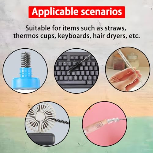 11 PCS Flexible Drain Brush, Straw Cleaner Brush Set, 61 Inch Double Ended Nylon Hose Pipe Cleaner and 10pcs Different Sizes Brushes for Aquarium Filter, Kitchen(Black)
