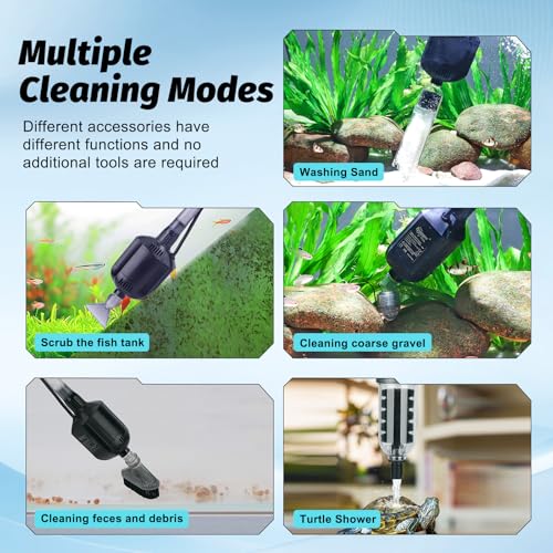 hygger 5 in 1 Electric Aquarium Gravel Cleaner, 360GPH Automatic Fish Tank Vacuum Water Changer, Vacuum Water Changer Sand Wash Filter (15W, Adjustable Length)