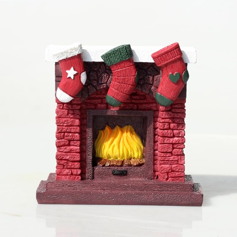 Aquarium Christmas Fireplace Decoration Package- Fish Tank Christmas Tree Statue Holiday Decoration for Aquarium Betta Fish (Wreath)
