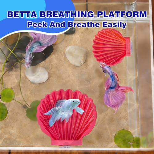 2pcs Betta Fish Shell Hammock, Large Aquarium Hammock Shell with Suction Cup, Shells Betta Resting Spot, Aquarium Decorations Accessories (Gold Red) - color: Gold Red Gradient