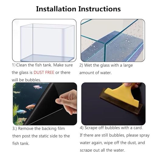 Fish Tank Aquarium Background - Black, Electrostatic Adhesion, Glue-Free, Easy Installation, Traceless Removal, Size 11.8 X 39 Inch - size: 11.8 X 39 Inch