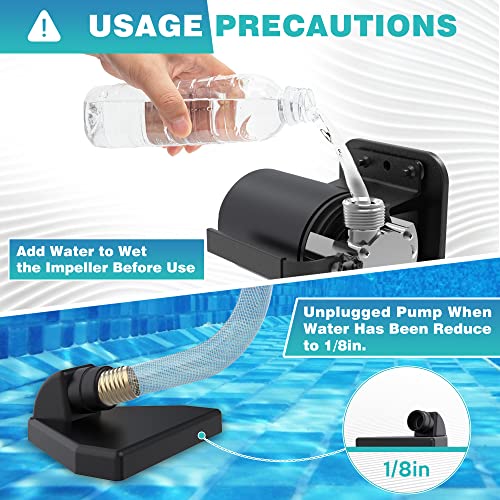 Acquaer Water Transfer Pump DC 12V 1/10HP Portable Electric Water Removal Utility Pump with Switch and Suction Hose Kit, Low Suction Water Removal for RV, Water Beds, Pools, Rain Barrel, Aquariums - style: 12V with Switch